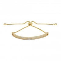 Gold Plated Cubic Zirconia Cross Over Toggle Bracelet