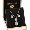 Gold Plated Cubic Zirconia Double Pear Pendant Set - Gift Boxed