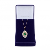 Gold Plated Cubic Zirconia Emerald Green and Gold Pendant Drop Necklace - Gift Boxed