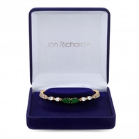 Gold Plated Cubic Zirconia Emerald Green Pear Bracelet - Gift Boxed