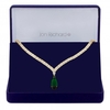 Gold Plated Cubic Zirconia Emerald Green Pear Drop Collar Necklace - Gift Boxed