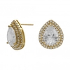 Gold Plated Cubic Zirconia Pear Stud Earrings