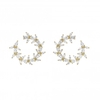 Gold Plated Cubic Zirconia Petal Front Facing Hoop Earring