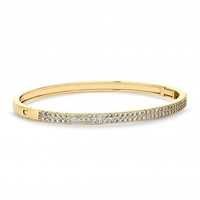 Gold Plated Cubic Zirconia Solid Band Bangle Bracelet