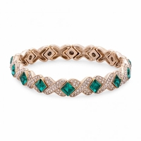 Gold Plated Emerald Green Cross Stretch Bracelet