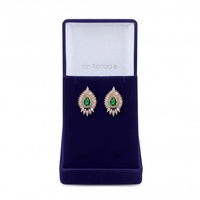 Gold Plated Emerald Green Cubic Zirconia Stud Earring - Gift Boxed