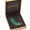 Gold Plated Emerald Leaf Brooch - Gifted Boxed