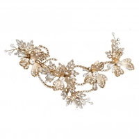 Gold Plated Floral And Crystal Hair Slide