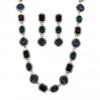 Gold Plated Green Crystal Halo Necklace And Earrings Set