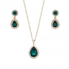 Gold Plated Green Halo Tear Drop Set