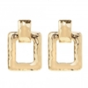 Gold Plated Hammered Medium Square Door Knocker Earrings