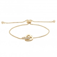 Gold Plated Interlink Heart Toggle Bracelet