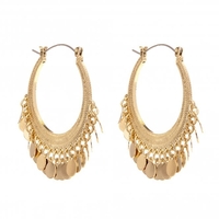 Gold Plated Jangle Disc Hoop Earrings