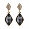 Gold Plated Jet Black Fancy Drop Earrings Made With Swarovski Crystals