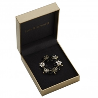 Gold Plated Jet Wreath Brooch - Gift Boxed