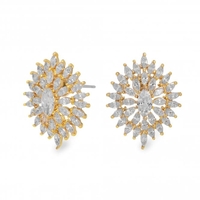 Gold Plated Large Gold Multi Navette Stud Earring