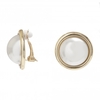 Gold Plated Large Polished Pearl Bouton Clip On Earring