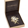 Gold Plated Leaf And Pearl Brooch - Gift Boxed