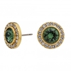 Gold Plated Made with Swarovski Erinite Halo Stud Earrings
