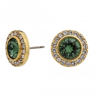 Gold Plated Made with Swarovski Erinite Halo Stud Earrings