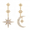 Gold Plated Mix And Match Stars And Moon Drop Earrings