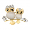 Gold Plated Mother And Baby Owl Brooch - Gift Boxed