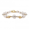 Gold Plated Moving Halo Cream Pearl Bracelet