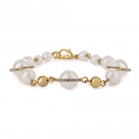 Gold Plated Moving Halo Cream Pearl Bracelet
