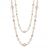 Gold Plated Moving Halo Cream Pearl Rope Necklace