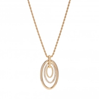 Gold Plated Oval Long Pendant Necklace