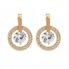 Gold Plated Pave And Polished Circle Drop Earring