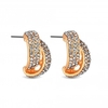 Gold Plated Pave Cross Over Stud Earrings