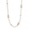 Gold Plated Pave Encased Cream Pearl Necklace
