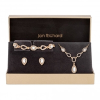 Gold Plated Pave Pear Trio Set - Gift Boxed