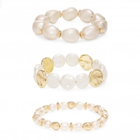 Gold Plated Pearl 3 Pack Stretch Bracelets