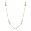 Gold Plated Pearl And Pave Link Long Rope Necklace
