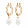 Gold Plated Pearl On Hoop Earring