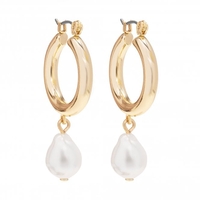 Gold Plated Pearl On Hoop Earring