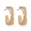 Gold Plated Polished And Pave Cross Over Mini Hoop Earring