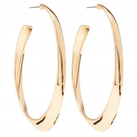 Gold Plated Polished Oval Hoop Earring