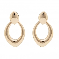 Gold Plated Polished Pear Shape Drop Earrings