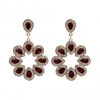 Gold Plated Red Crystal Flower Teardrop Drop Earring
