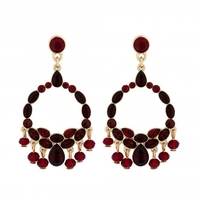 Gold Plated Red Jangle Drop Earrings