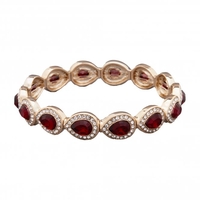 Gold Plated Red Pear Stretch Bracelet