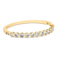 Gold Plated Round Cubic Zirconia Encased Tennis Bangle