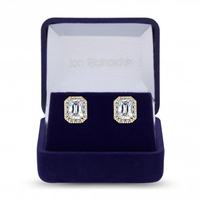 Gold Plated Square Cubic Zirconia Earrings - Gift Boxed
