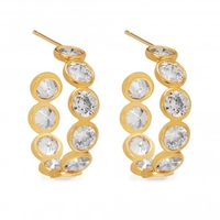 Gold Plated Tennis Crystal Hoop Earring