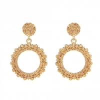 Gold Plated Texture Double Drop Earrings