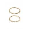Gold Plated Textured Coin And Beaded Stretch Bracelet