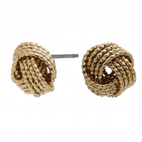 Gold Plated Textured Knot Stud Earrings
